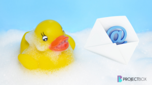 Email having a bath with a rubber duck and ProjectBox logo